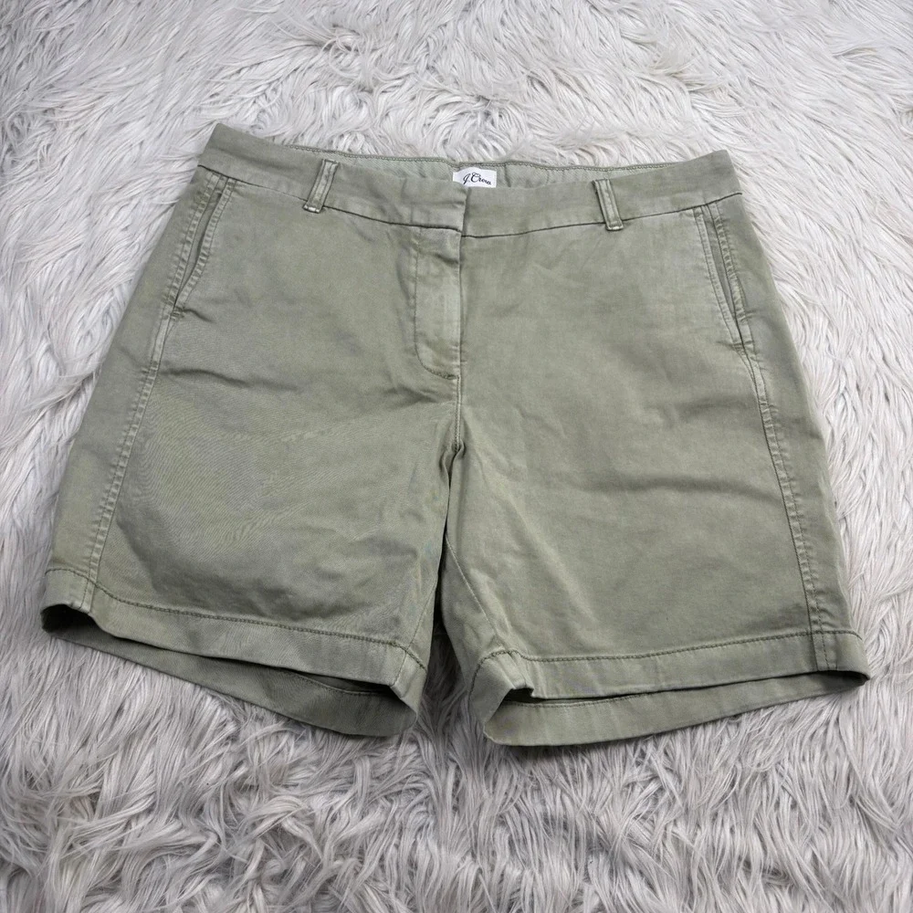 J.Crew Women's 12 GreenTwill Chino Shorts Classic Preppy Yachtcore East
